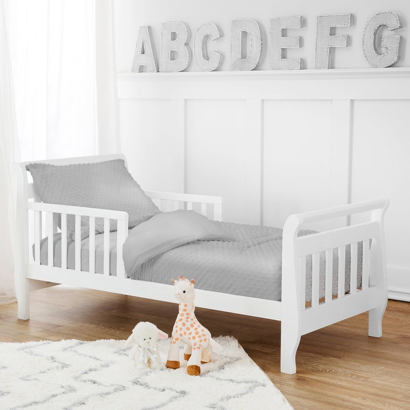 American Baby Company مجموعة أغطية سرير الأطفال من شركة أمريكان بيبي، نسيج مينيكي الناعم، رمادي، 4 قطع، للأولاد والبنات - Image 1